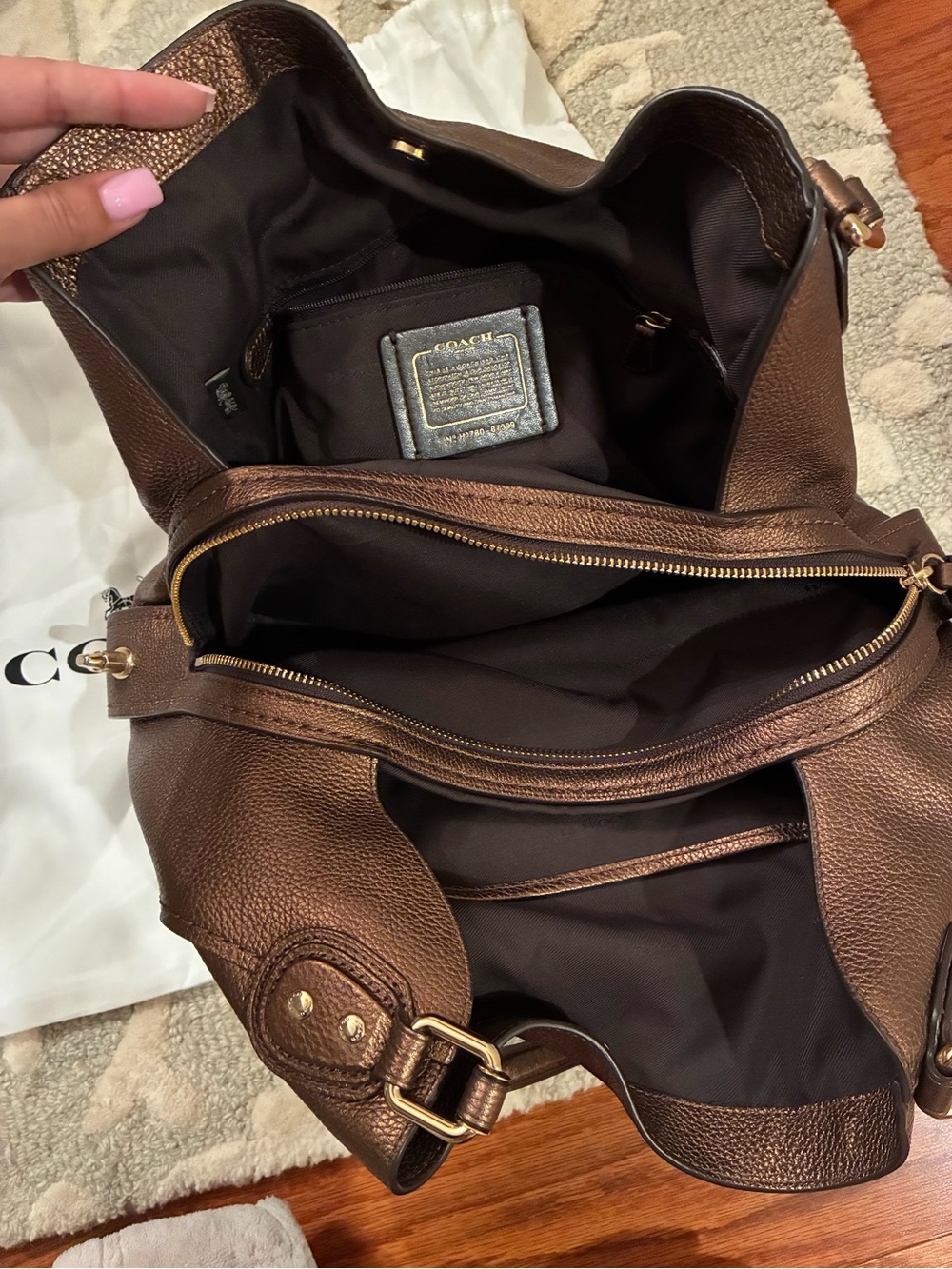 Coach Brown Leather Shoulder Bag with Gold Hardware -Purse - Picture 10 of 15